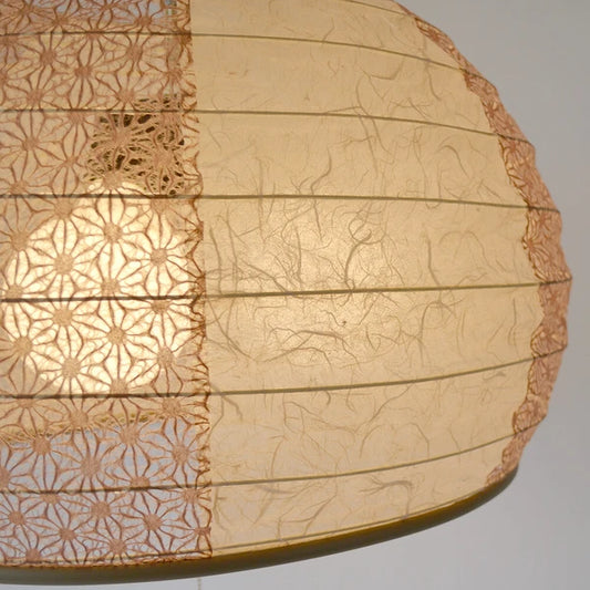 和紙ペンダントライト-和紙照明ペンダント-日本の和紙ランプ-和風ペンダントライト-手作り和紙照明-薄紙ペンダントライト-モダン和紙照明-和紙照明デザイン-伝統的な和紙照明-8畳用照明-3灯-ペンダントライト-イグルー-spn3-1026-雲龍ベージュ-麻葉唐茶-電球別売