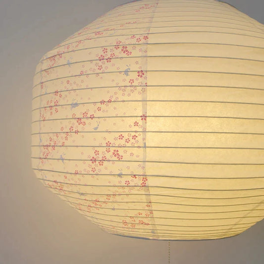 和紙ペンダントライト-和紙照明ペンダント-日本の和紙ランプ-和風ペンダントライト-手作り和紙照明-薄紙ペンダントライト-モダン和紙照明-和紙照明デザイン-伝統的な和紙照明-8畳用照明-和風照明3灯ペンダントライト-ビード-spn3-1146-美濃紙-花うさぎピンク2面-電球別売